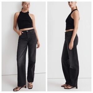 Madewell low slung straight leg jeans in black size 27